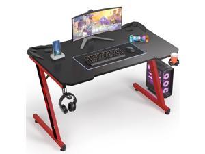 47" Gaming Desk Home Office Computer Table Ergonomic Racing Gamer W/RC LED Light 