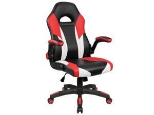 Homall Gaming Chair Office Computer Chair Racing Desk Chair Ergonomic High Back Adjustable Swivel Chair PU Leather Executive Chair for Adults with Flip Up Padded Arms (Red)