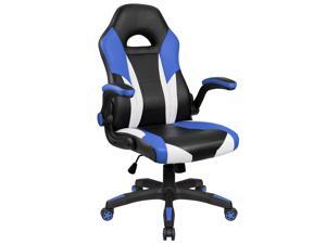 Homall Gaming Chair Office Computer Chair Racing Desk Chair Ergonomic High Back Adjustable Swivel Chair PU Leather Executive Chair for Adults with Flip Up Padded Arms (Blue)
