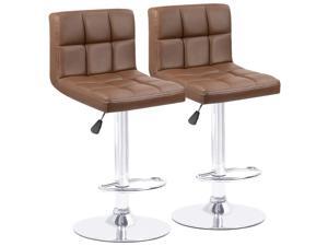 Homall Bar Stools Modern PU Leather Adjustable Swivel Barstools, Armless Hydraulic Kitchen Counter Bar Stool Synthetic Leather Extra Height Square Island Barstool with Back Set of 2 (Brown) Homall Bar Stools Modern PU Leather Adjustable Swivel Barstools, Armless Hydraulic Kitchen Counter Bar Stool Synthetic Leather Extra Height Square Island Barstool with Back Set of 2 (Brown)