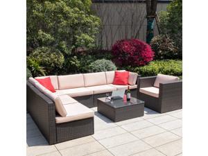 Homall 8 Pieces Outdoor Patio Furniture Sofa Set, All Weather PE Rattan Wicker Sectional Sets Modern Modular Couch Outside Conversation Set with Thick Cushions and Glass Coffee Table Homall 8 Pieces Outdoor Patio Furniture Sofa Set, All Weather PE Rattan Wicker Sectional Sets Modern Modular Couch Outside Conversation Set with Thick Cushions and Glass Coffee Table