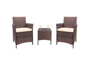 Homall Patio Furniture Outdoor Leisure Bar Set with Cushion PE Rattan Chairs and Patio Table with Tempered Glass Top (Beige) Homall Patio Furniture Outdoor Leisure Bar Set with Cushion PE Rattan Chairs and Patio Table with Tempered Glass Top (Beige)