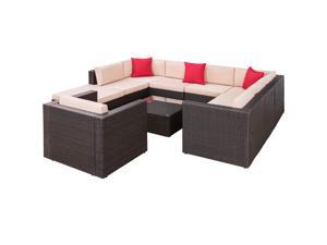 Homall 10 Pieces Outdoor Patio Furniture Sofa Set, All Weather PE Rattan Wicker Sectional Sets Modern Modular Couch Outside Conversation Set with Thick Cushions and Glass Coffee Table Homall 10 Pieces Outdoor Patio Furniture Sofa Set, All Weather PE Rattan Wicker Sectional Sets Modern Modular Couch Outside Conversation Set with Thick Cushions and Glass Coffee Table