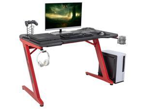 Homall Computer Gaming Desk Large Carbon Fiber Surface Computer Table Z-shaped Feet PC Desk with Cup Holder Headphone Hook Game Handle Rack