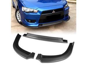 Front Bumper Lip compatible with 2008 2009 2010 2011 2012 2013 2014 2015 Mitsubishi Lancer RA-Style, JDM Painted Carbon Fiber Style Lip Spoiler Air Chin Body Kit Splitte