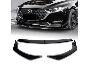 Front Bumper Lip compatible with 2019 2020 2021 Mazda 3 Mazda3 Painted Black Lip Spoiler Air Chin Body Kit Splitte
