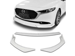Front Bumper Lip compatible with 2019 2020 2021 Mazda 3 Mazda3 Painted White Lip Spoiler Air Chin Body Kit Splitte