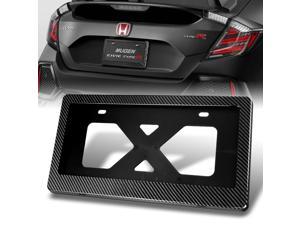 W-Power Painted Carbon Fiber Style License Plate Holder Cover Frame Front Or Rear W/Bracket