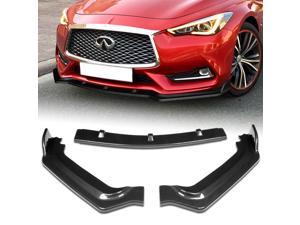 Front Bumper Lip compatible with 2017 2018 2019 2020 Infiniti Q60 Coupe V-Style, Painted Carbon Look Lip Spoiler Air Chin Body Kit Splitte