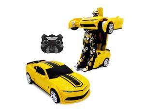 Family Smiles Kids RC Toy Car Transforming Robot Remote Control Vehicle Toys for Boys 8 - 12 Yellow