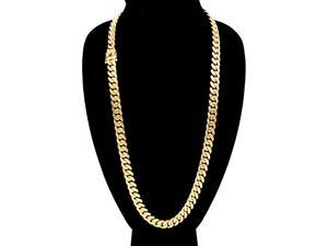 Cuban Link Necklace Gold Plated Miami Cuban Chain Stainless Steel Fashion Jewelry 12 mm