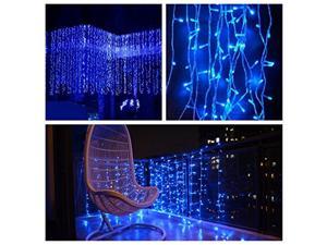 String Lights LED Window Curtain Icicle Lights 300 LED String Fairy Lights 118.11 x 118.11 Inch 8 Modes Blue Light for Christmas / Thanksgiving / Wedding 220V EU Plug