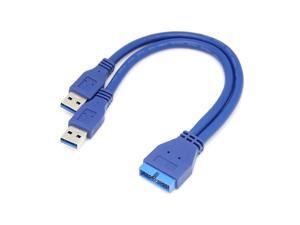 Dual 2 Port USB 3.0 Type A Male to 20 Pin Motherboard Header Male Cable Cord Adapter USB Extension cable Dual 2 Port USB 3.0 Type A Male to 20 Pin Motherboard Header Male Cable Cord Adapter USB Extension cable