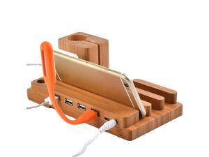 Fashion Multifunctional Bamboo USB Charging Dock Phone Tablet Holder Mount for Apple Watch Phone Holder