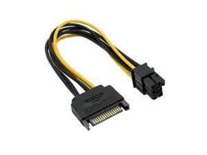 Black 15 Pin SATA Power to 6 Pin PCI Express Riser Card Adapter Cable Power Supply Cable 20CM Black 15 Pin SATA Power to 6 Pin PCI Express Riser Card Adapter Cable Power Supply Cable 20CM