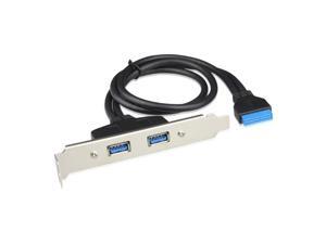 50cm Dual Port PCI Bracket Panel USB Cable 3.0 to Motherboard Mainboard 20 Pin Header Adapter Rear 20-Pins to 2 X USB A Female