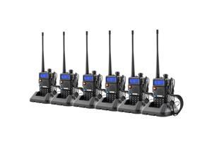 6pcs UV-5R Dual Band 5W Two-Way Radio Ham Walkie Talkie + Free Headset