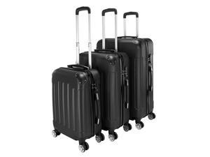 Black 3 Pieces Travel Luggage Set Bag ABS Trolley Carry On Suitcase TSA Lock