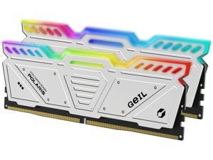 GeIL Polaris RGB DDR5 RAM, 32GB (16GBx2) 4800MHz 1.25V , Intel Compatible, Long DIMM High Speed Desktop Memory(Gray) White