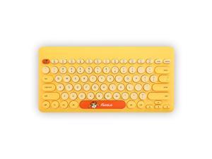 Wireless Keyboard and Mouse Set Cartoon Office Games 2.4G Wireless Keyboard Mouse Pad Wrist Cushion 4pcs / Set-Yellow