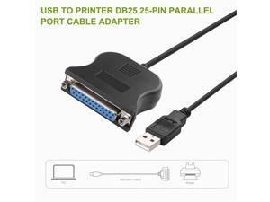 Black USB to 25 Pin DB25 Parallel Printer Cable Adapter Cord Converter