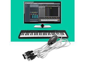 New USB IN-OUT MIDI Interface Cable Converter PC to Music Keyboard Cord