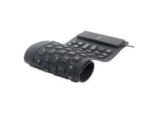 USB 2.0 Silicone Roll Up Foldable Computer Keyboard Black