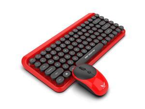 2.4G Wireless Keyboard and Mouse Set Retro Punk Keycap Desktop Notebook Office Wireless Fashion Mouse and Keyboard -Black and Red