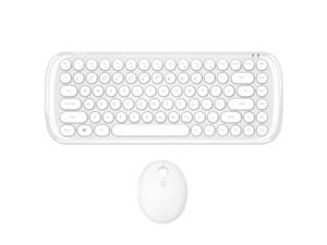 Keyboard Mouse Set 2.4G Girl Office Home Cute Laptop Desktop Mute Wireless Round Keyboard and Mouse -White