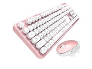 Wireless Keyboard and Mouse Set Retro Punk Computer Notebook Office Keyboard and Mouse Popular Girl Keyboard and Mouse Set -Pink