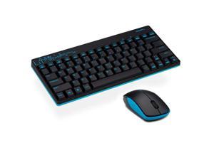 Ferris Hand Computer Ultra-thin 2.4G Wireless Keyboard and Mouse Set Notebook Office Mute Portable Mini Mouse-Black Blue