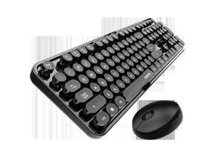 Wireless Keyboard and Mouse Set Retro Punk Computer Notebook Office Keyboard and Mouse Popular Girl Keyboard and Mouse Set -Black