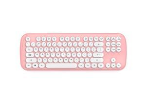 Wireless Bluetooth/2.5G Dual Mode Keyboard Round Punk Desktop Keyboard Girls Cute Keyboard -Pink