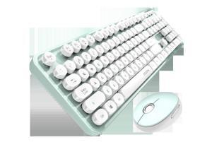 Wireless Keyboard and Mouse Set Retro Punk Computer Notebook Office Keyboard and Mouse Popular Girl Keyboard and Mouse Set -Green