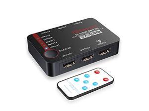 HDMI Switch, TESmart Intelligent 5 Ports HDMI Switcher 5x1, Splitter, Supports 4K, Full HD1080P, 3D with IR Remote-Black