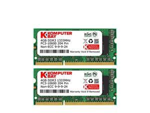 Komputerbay 8GB (2X 4GB) DDR3 SODIMM (204 pin) 1333MHz PC3-10600 8 GB (9-9-9-24) Laptop Memory Kit - Retail Package- (Not for Mac) Komputerbay 8GB (2X 4GB) DDR3 SODIMM (204 pin) 1333MHz PC3-10600 8 GB (9-9-9-24) Laptop Memory Kit - Retail Package- (Not for Mac)
