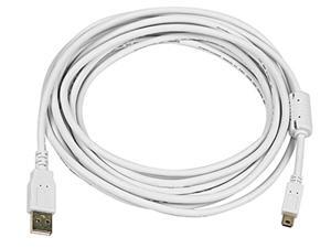 Monoprice 15-Feet USB 2.0 A Male to Mini-B 5pin Male 28/24AWG Cable with Ferrite Core (Gold Plated), White (108636) Monoprice 15-Feet USB 2.0 A Male to Mini-B 5pin Male 28/24AWG Cable with Ferrite Core (Gold Plated), White (108636)