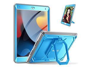 Fintie Case for iPad 9th / 8th / 7th Generation (2021/2020/2019) 10.2 Inch - [Tuatara Magic Ring] 360 Degree Rotating Grip Stand Shockproof Fully-Body Rugged Cover with Screen Protector, Blue