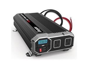 Energizer 1100 Watts Power Inverter Modified Sine Wave Car Inverter, 12V to 110 Volts, Two AC Outlets, Two USB Ports (2.4 Amp), Hardwire Kit, Battery Cables Included  ETL Approved Under UL STD 458