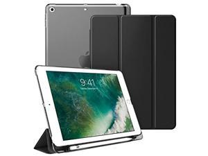 Fintie Case with Built-in Pencil Holder for iPad 6th / 5th Generation - Lightweight SlimShell Cover with Translucent Frosted Back, Supports Auto Wake/Sleep for iPad 9.7 Inch 2018/2017, Black
