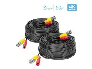 Amcrest 2-Pack 4K Security Camera Cable 60FT BNC Cable, Camera Wire CCTV, Pre-Made All-in-One Video and Power Cable for Security Camera, HDCVI, HDTVI Camera, Analog, DVR (2PACK-SCABLE4K60B-PP) Amcrest 2-Pack 4K Security Camera Cable 60FT BNC Cable, Camera Wire CCTV, Pre-Made All-in-One Video and Power Cable for Security Camera, HDCVI, HDTVI Camera, Analog, DVR (2PACK-SCABLE4K60B-PP)