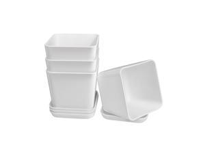 GrowLED 3.5 Inch Plastic Planters with Drainage Garden Pot Flower Plant Pots Modern Decorative Gardening Pot for Indoor Plants, Flowers, Herbs, Succulents, Foliage Plants, Square, White, Set of 4 GrowLED 3.5 Inch Plastic Planters with Drainage Garden Pot Flower Plant Pots Modern Decorative Gardening Pot for Indoor Plants, Flowers, Herbs, Succulents, Foliage Plants, Square, White, Set of 4