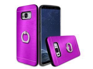 Samsung Galaxy S8 Metal Brushed Shockproof Hybrid Ring Stand Case Cover Purple