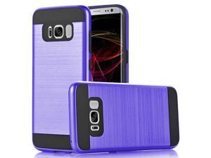 Samsung Galaxy S8 Hybrid Metal Brushed Shockproof Tough Case Cover Purple