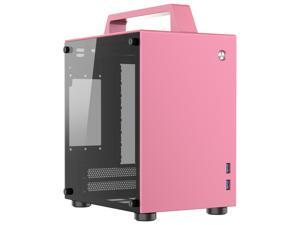 JONSBO T8 Handle Mini-ITX Computer Case Aluminum Tempered Glass Desktop Chassis with Handle for ITX 170mm*170mm Motherboards – Pink JONSBO T8 Handle Mini-ITX Computer Case Aluminum Tempered Glass Desktop Chassis with Handle for ITX 170mm*170mm Motherboards – Pink