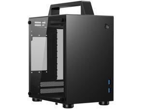 JONSBO T8 Handle Mini-ITX Computer Case Aluminum Tempered Glass Desktop Chassis with Handle for ITX 170mm*170mm Motherboards – Black