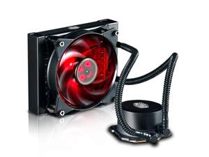 Cooler Master MasterLiquid Lite 120 All-in-one (AIO) CPU Liquid Cooler with "Fire Red" LED MasterFan, 120mm Radiator, Dual Chamber Pump, Intel/AMD Universal Mounting (LGA 2066/AMD AM4 Compatible!)