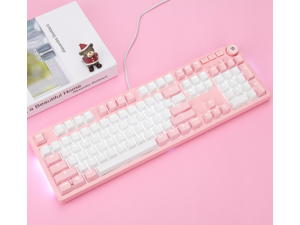 Ajazz AK515 Wired 104 Keys PBT Keycaps Red Switch Mechanical Gaming keyboard-Pink&White Ajazz AK515 Wired 104 Keys PBT Keycaps Red Switch Mechanical Gaming keyboard-Pink&White