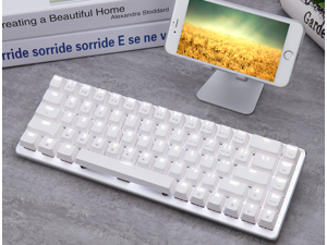 Ajazz ZN Zinc Metal Wireless Bluetooth Mechanical Cherry MX Blue Switch 68 keys Gaming Keyboard for Mac/Windows/Android White Backlit Ajazz ZN Zinc Metal Wireless Bluetooth Mechanical Cherry MX Blue Switch 68 keys Gaming Keyboard for Mac/Windows/Android White Backlit