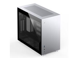 JONSBO V-10 Mini-ITX Gaming Computer Case Support ITX Motherboard Vertical Air Duct USB 3.0 *1  Temper Glass Panel Version-Silver (Accessories are not included)